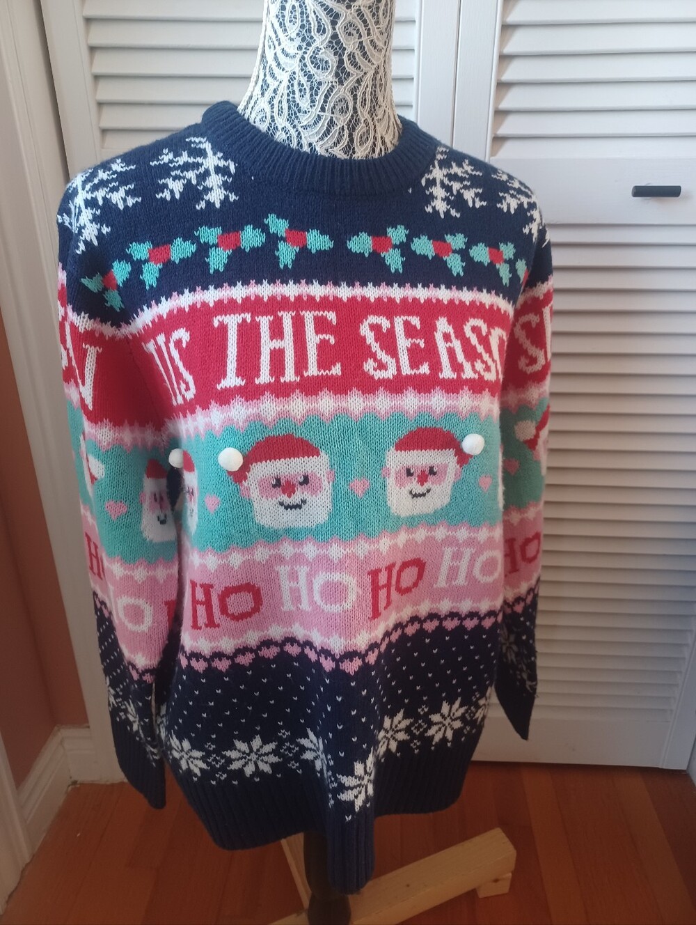 Urban Heritage 'Tis The Season HoHoHo Santa Ugly Christmas Sweater Knit Party